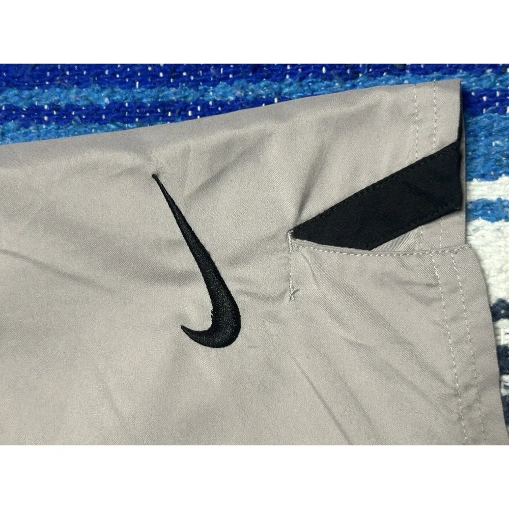 Nike Swim Trunks Mens 3XL Gray Black Swoosh Mesh Lined Drawstring Shorts